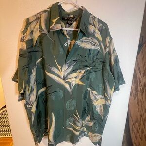 Tori Richard Green and Yellow Casual Button Down Shirt Tropical Style